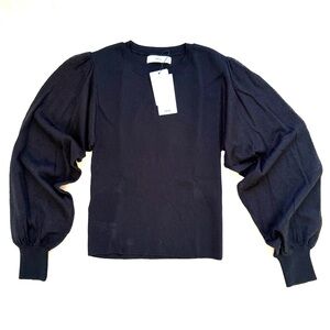 Mango Black Sweater with Sheer Sleeves